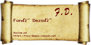 Fonó Dezső névjegykártya